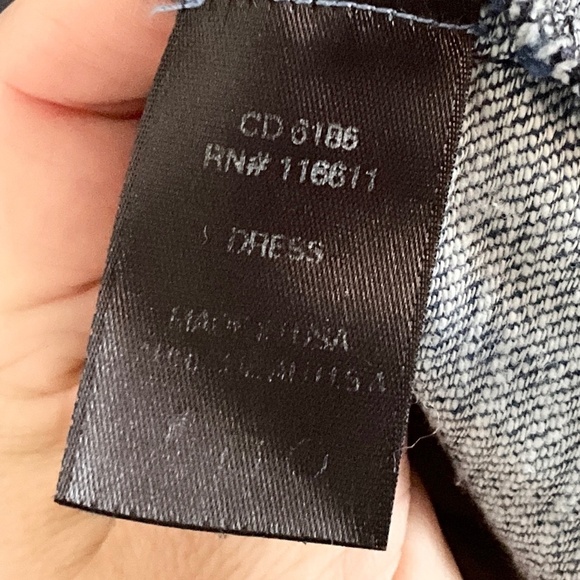 Anthropologie Amadi Mini dress Denim Blue Cream Rope-Strap Pockets Sz XS - Picture 11 of 12